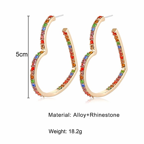 💕 ❤️Heart Multicolor Rhinestone Earrings - Picture 4 of 4